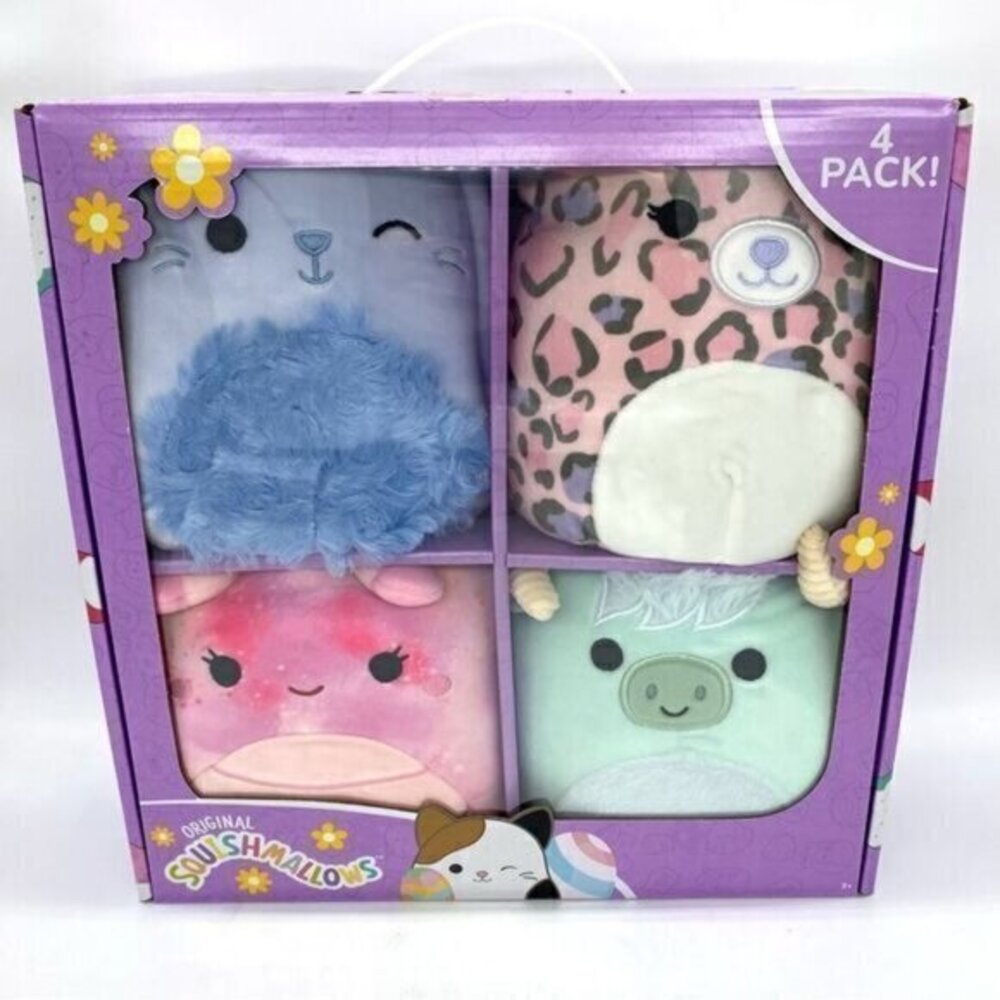 Squishmallows Easter Box Set Of 4 Plush New Cow Butterfly Leopard Rabbit